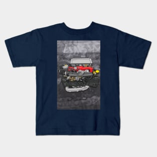 Subaru boxer engine EJ20 (with background) Kids T-Shirt